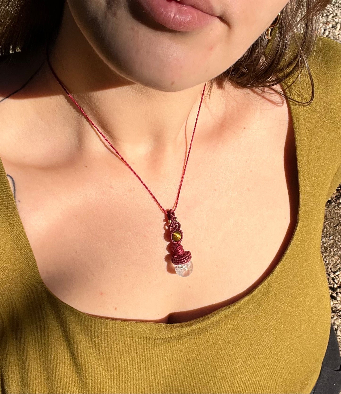 Collier Crystal de roche et Oeil de tigre