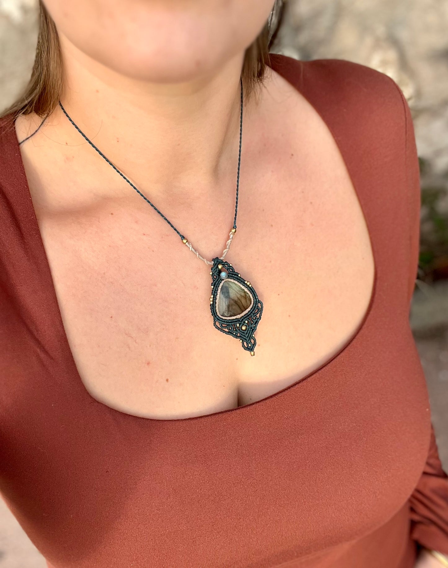 Collier pendentif Labradorite