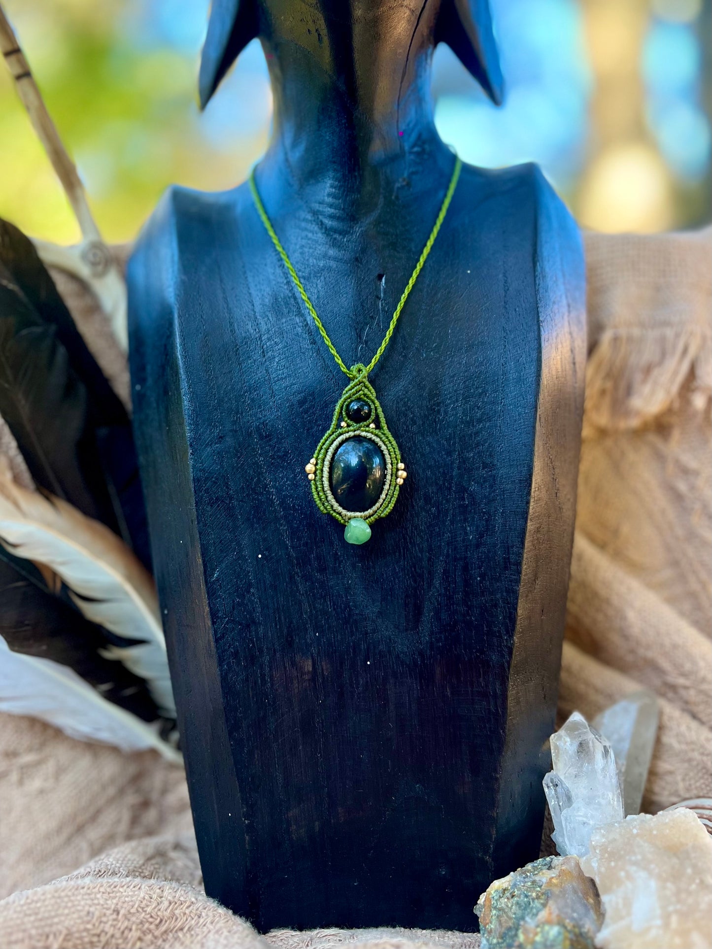 Collier Obsidienne et Jade néphrite