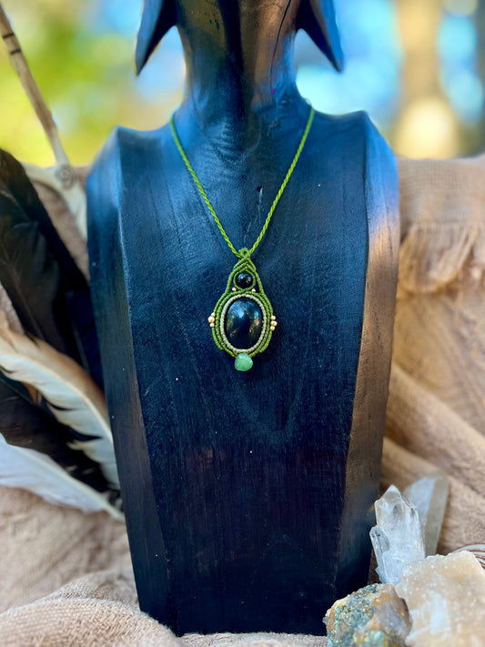 Collier Obsidienne et Jade néphrite