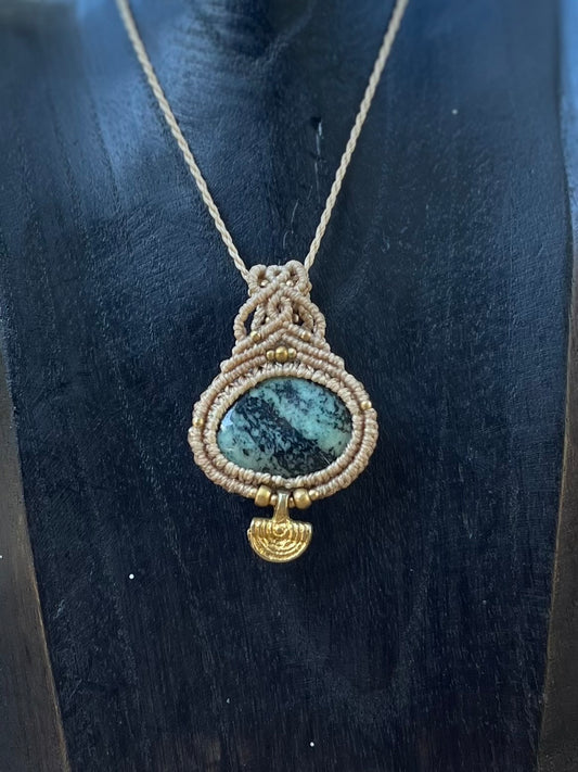 Collier Jaspe zèbre verte