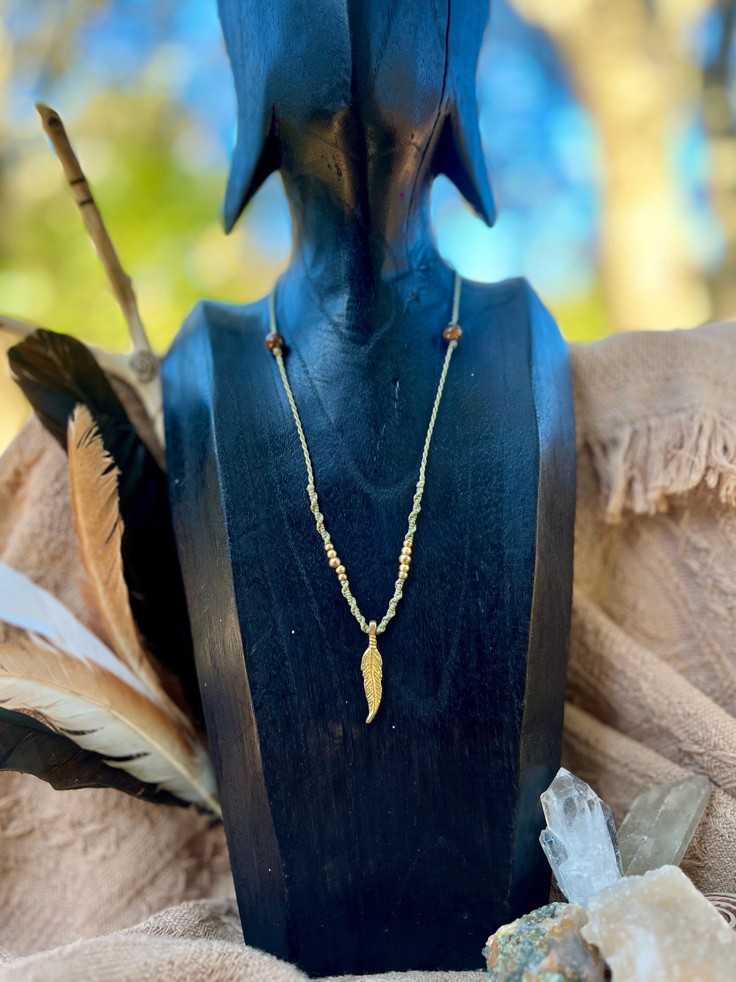 Sautoir Oeil de tigre et laiton