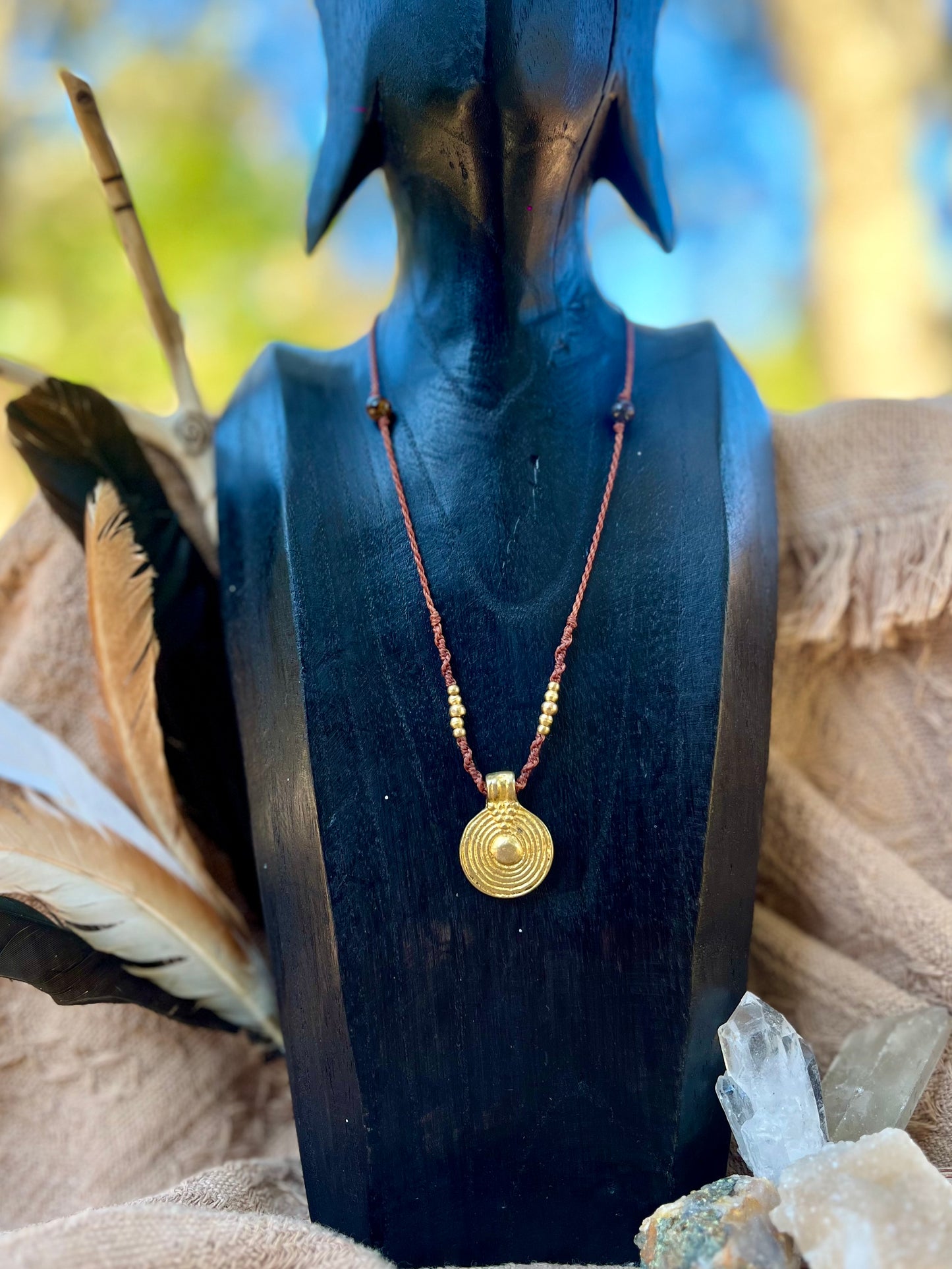 Sautoir Oeil de tigre et laiton