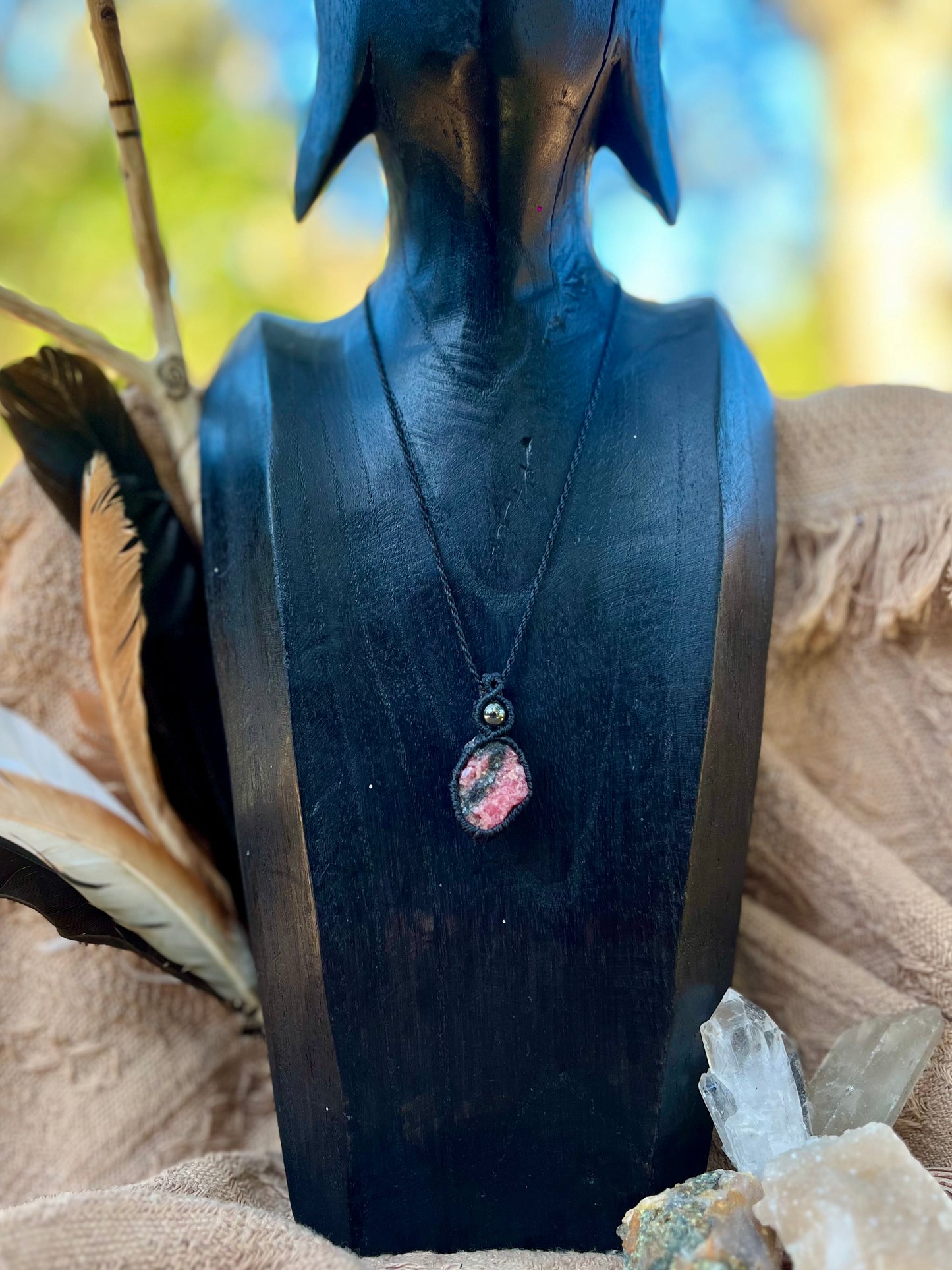 Collier Rhodonite et Hématite