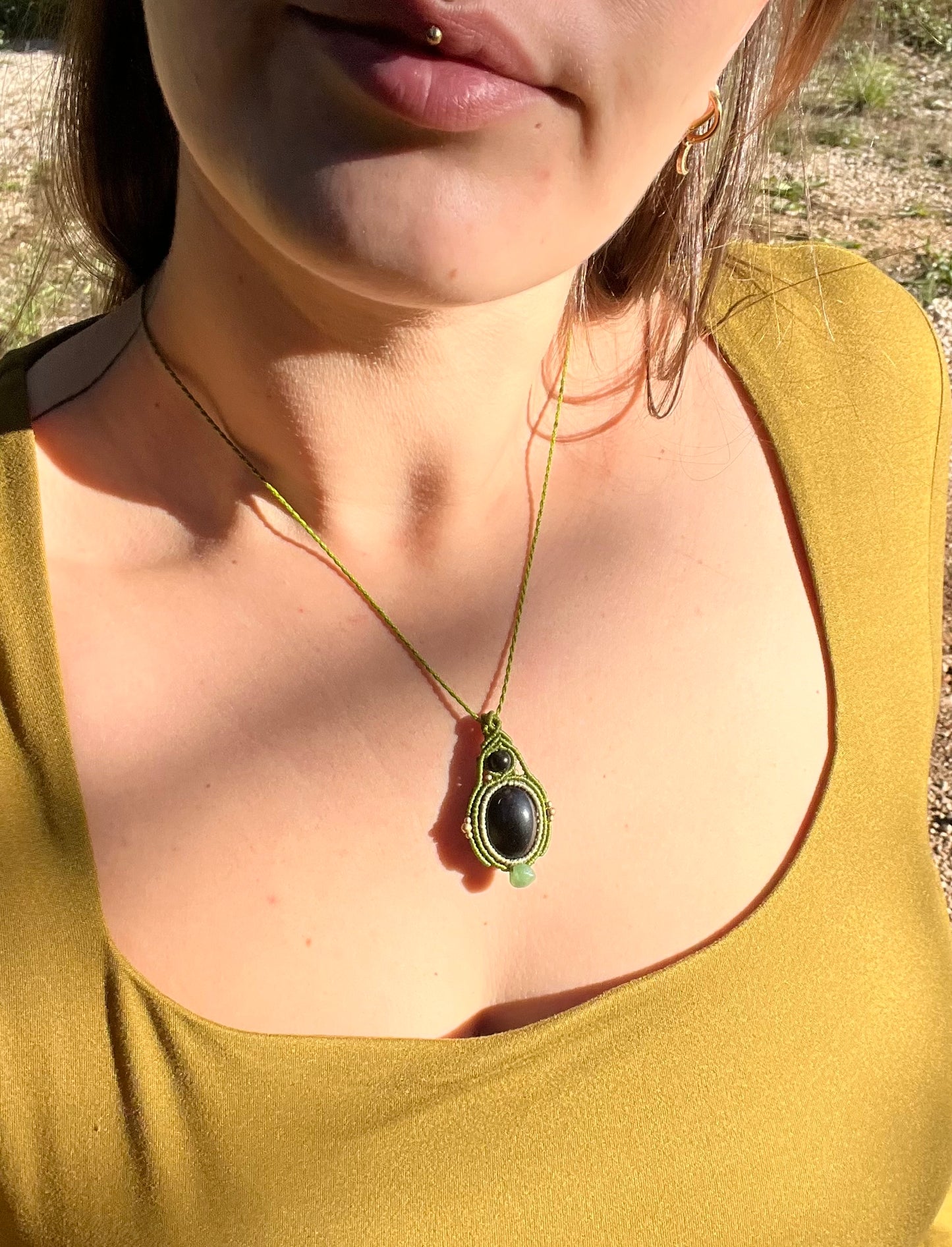 Collier Obsidienne et Jade néphrite