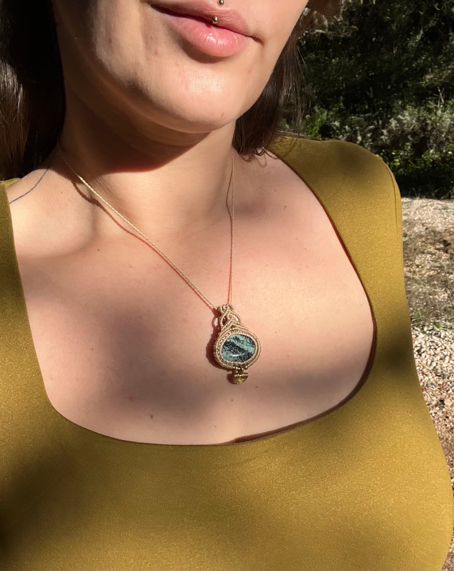 Collier Jaspe zèbre verte