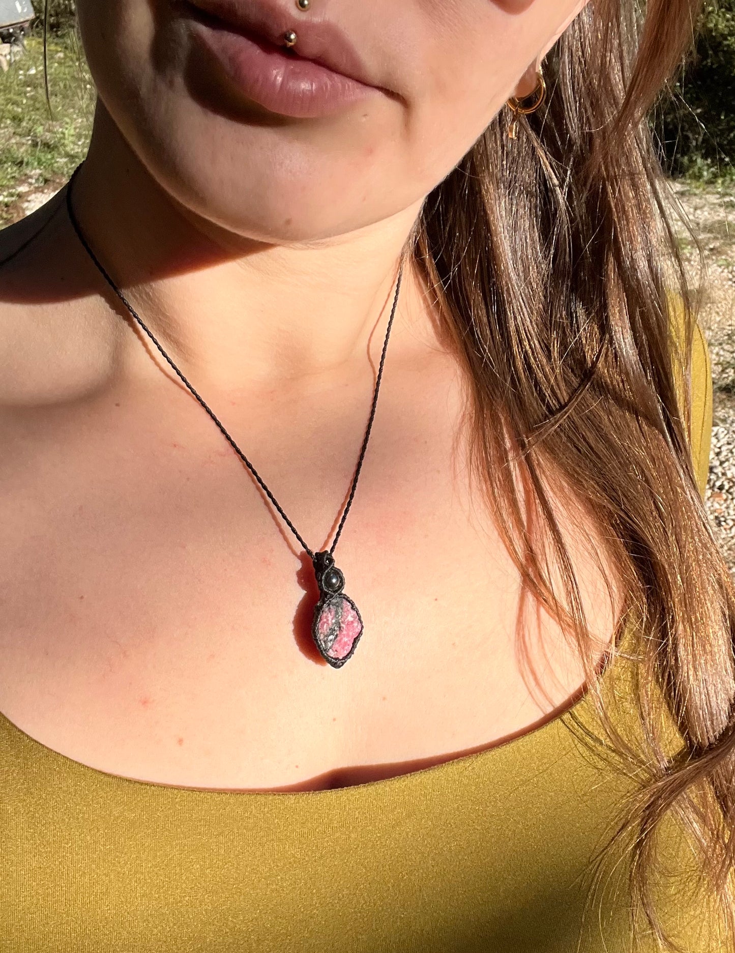 Collier Rhodonite et Hématite