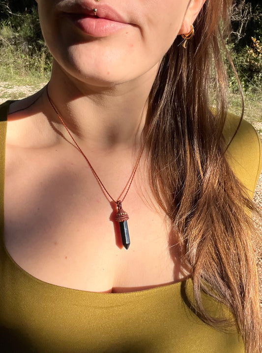 Collier pointe Obsidienne