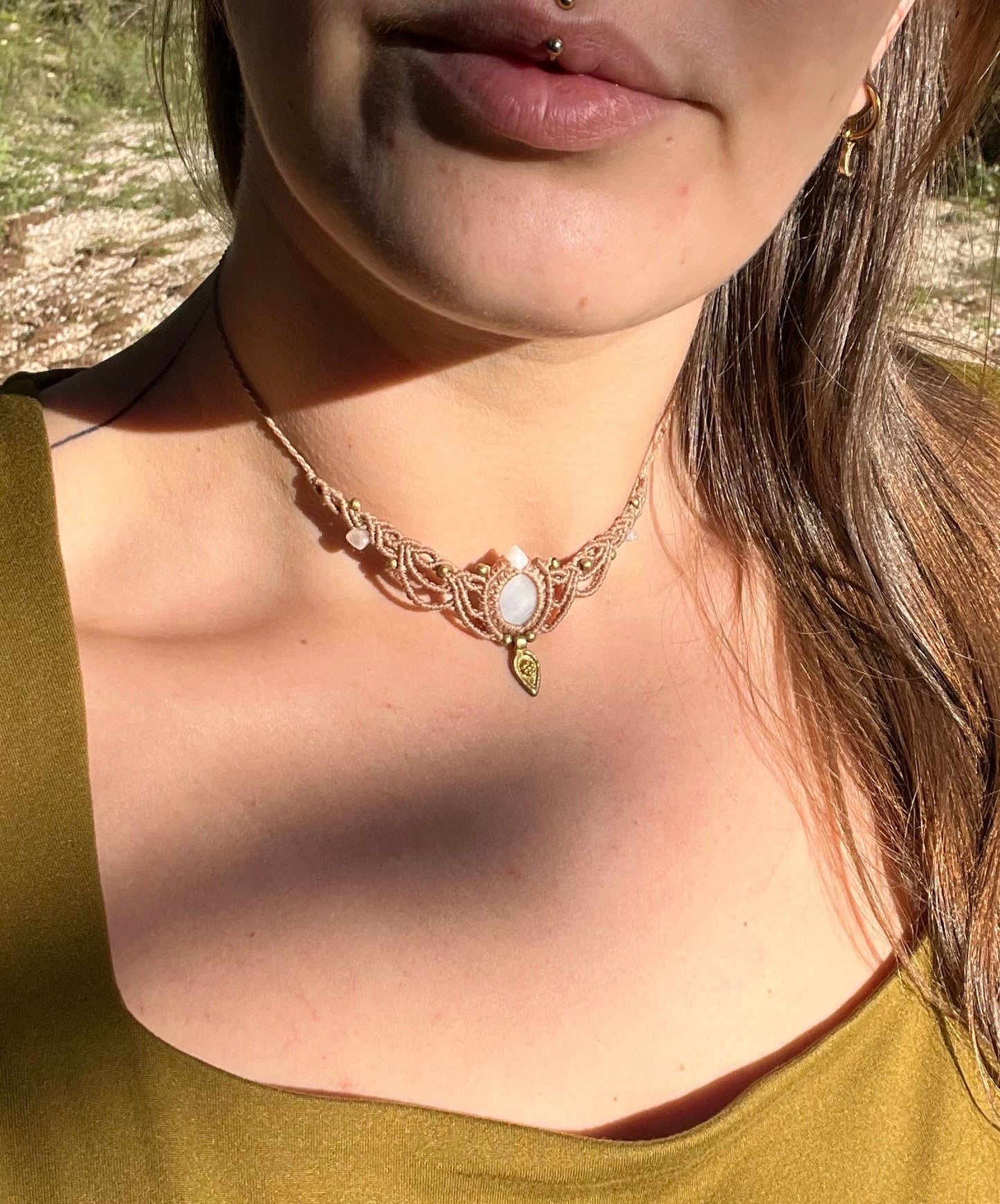 Collier multi Labradorite blanche et Quartz rose