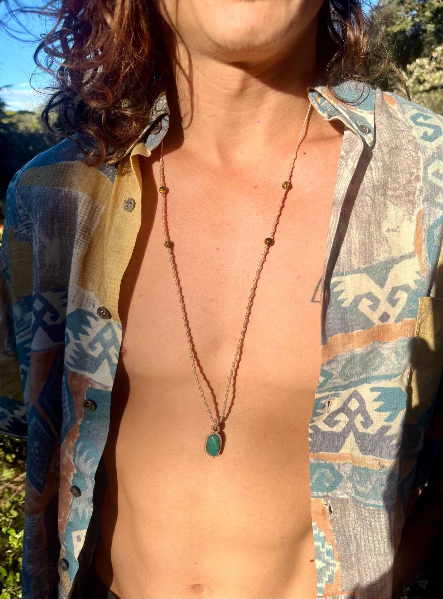 Sautoir Amazonite et Oeil de tigre