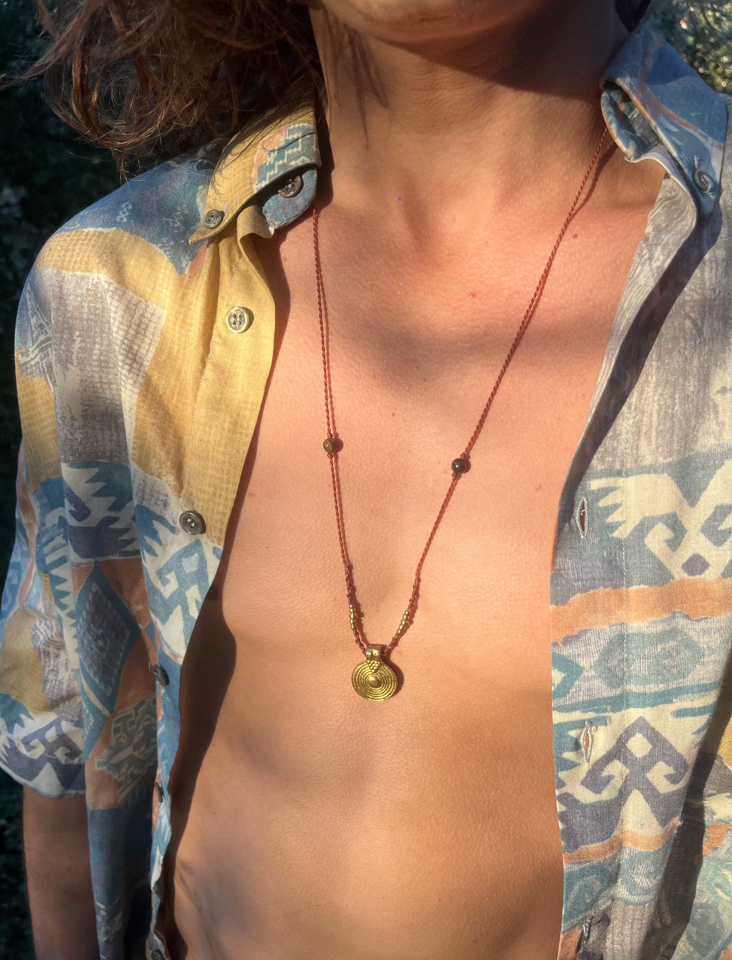 Sautoir Oeil de tigre et laiton
