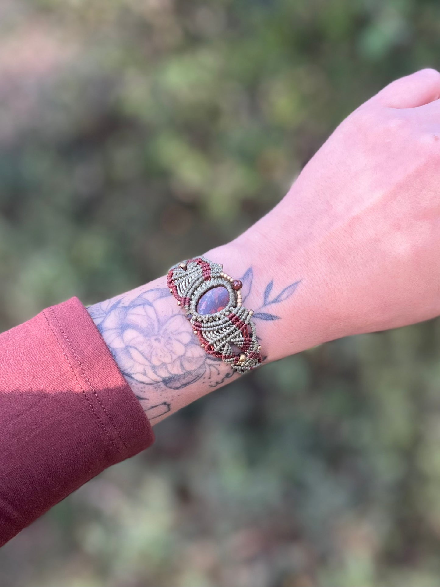 Bracelet manchette Jaspe rouge