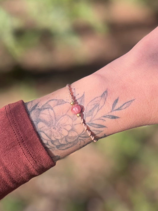 Bracelet simple perle Quartz rose