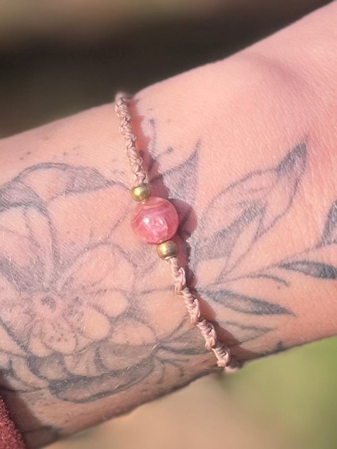 Bracelet simple perle Quartz rose
