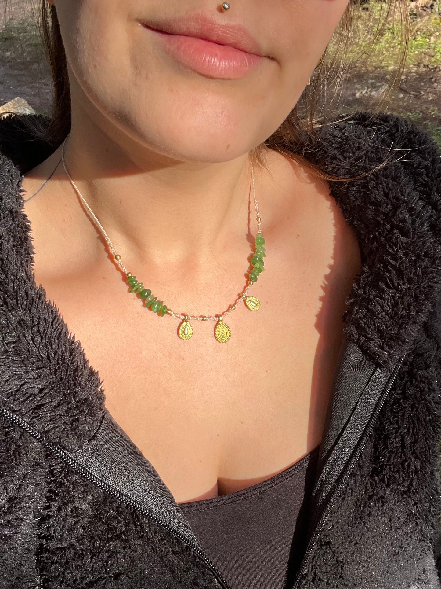 Collier perles de Jade néphrite ou Tourmaline muticolore