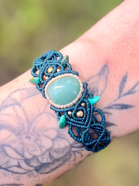 Bracelet manchette Aventurine et Turquoise