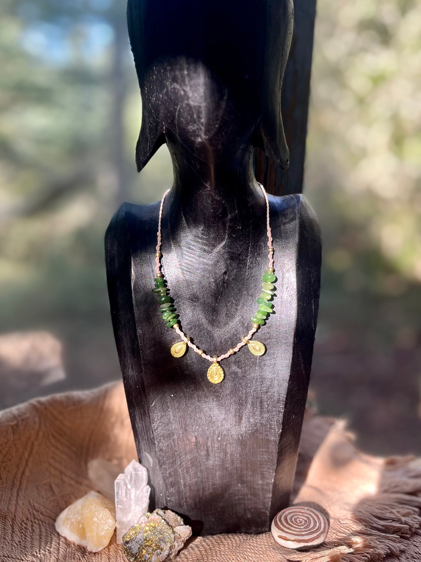 Collier perles de Jade néphrite ou Tourmaline muticolore