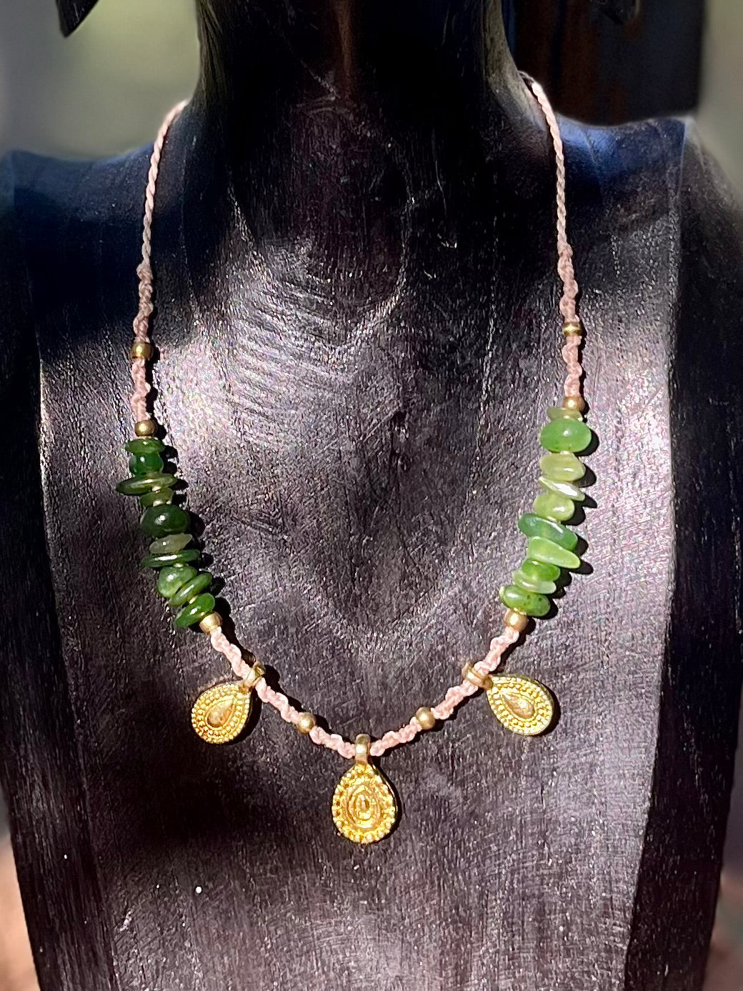 Collier perles de Jade néphrite ou Tourmaline muticolore